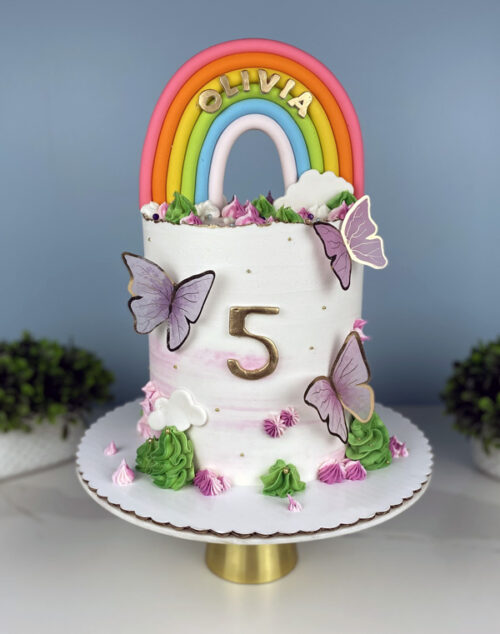 Fun rainbow kids buttercream cake